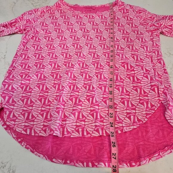 Fresh Produce Medium Pink Catalina Pattern High Lo Shirt 3/4 Sleeve - Picture 10 of 10